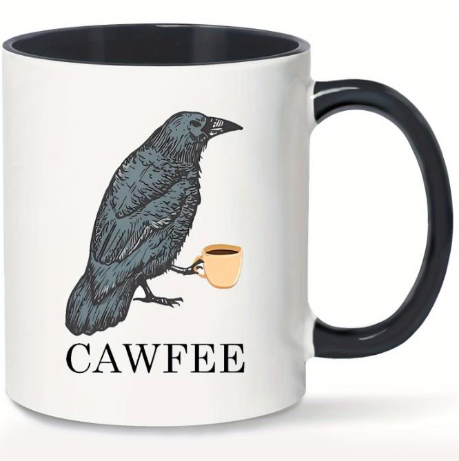 [HG48945-BLA21-301] Caneca de café Cawfee Crow de 11 onças, presente engraçado de arte para amantes de pássaros 16529515