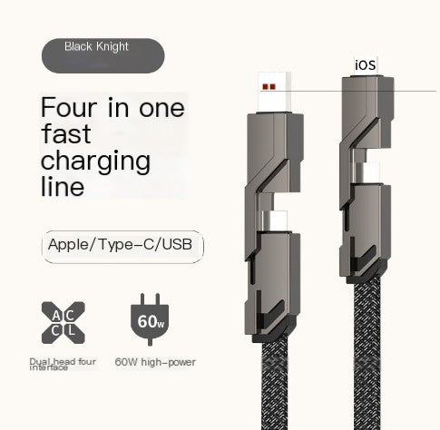 Cabo USB tipo C de carregamento rápido 4 em 1 de 100 W | Para iPhone 14/13 Pro Max, Huawei, Xiaomi | Cabo de telefone móvel PD