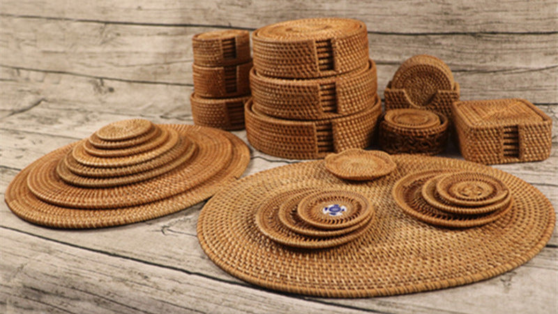 Conjunto Sousplat De Rattan - 6 peças